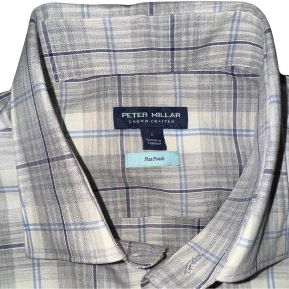 Peter Millar Crown Crafted Axe Winter Soft Twill Shirt Flex Finish British Grey - Picture 8 of 16